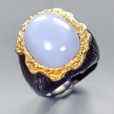 Handmade 17 ct Natural Chalcedony Ring 925 Sterling Silver Size 9 /R436136