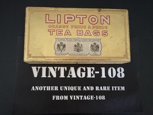 Beautiful Lipton’s Orange Pekoe & Pekoe Tea Bags Original Gold Tin Container