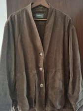 Oska linen 3/4 sleeve distressed look jacket brown size 3 Excellent Condition