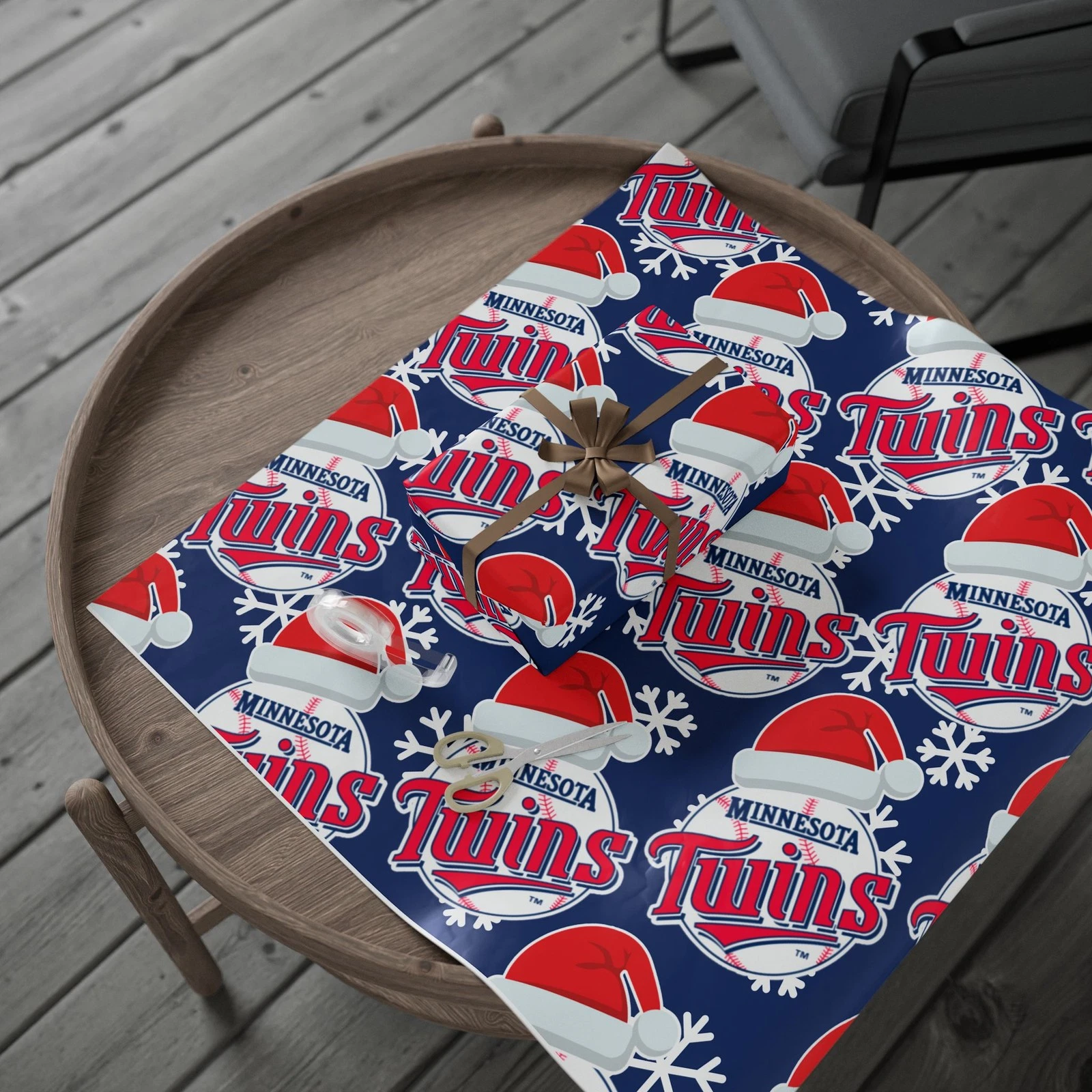 Minnesota Twins Wrapping Papers, Christmas Gift Wrap, Baseball Team Holiday