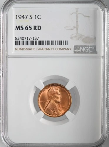 1947-S  1C LINCOLN WHEAT CENT "SAN FRANCISCO MINT" NGC MS65 RD (RED)#8340717-137