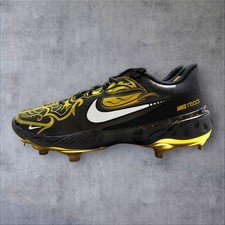 Men's 13 Nike Alpha Huarache Elite 3 Low Black Gold Baseball Cleat CV3553-001