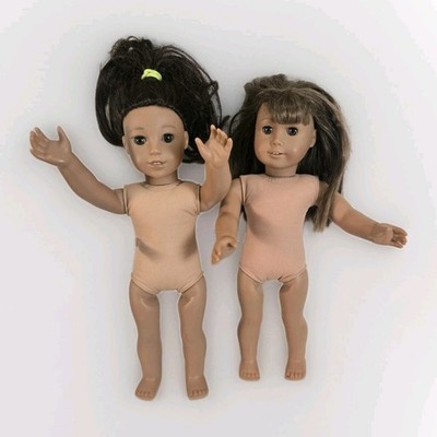 2 American Girl Dolls 1 Is 2014 Tan Skin Green Eyes & 1 Is 2017 Tan Skin Brown
