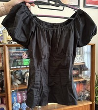 Pinup Girl Clothing black cotton Peasant Top Size 18-22