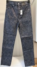 NWT Express Women's Slim Super High Rise Pants Size 4 Metallic Blue Holiday 80