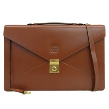 LOEWE Anagram Day Promatico Business Bag Leather Brown Briefcase Document