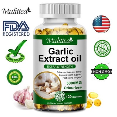 Garlic Oil 5000mg Odorless Softgels - Heart Cardiovascular Cholesterol 120 Pills