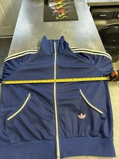 Giacca tuta Adidas Originals Schwahn vintage blu medio bianco polsino zip