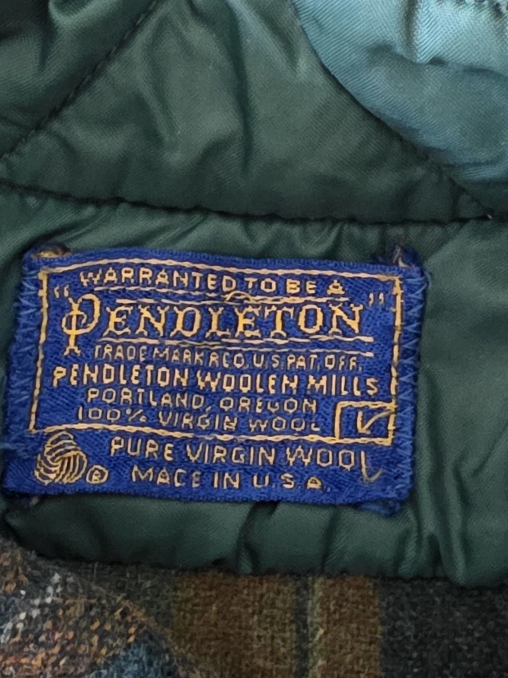 Camisa de Tablero de Lana Pendleton Años 70 De Colección Para Hombres Talla L Verde Marrón A Cuadros Abotonada EE. UU. Foto 2 de 4