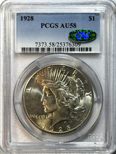 1928 $1 Peace Dollar PCGS AU58 CAC — Key Late-Date Issue - See Video