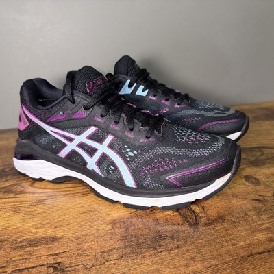 Asics GT-2000 7 Womens Size 7 Wide Black Purple Aqua Running Shoes