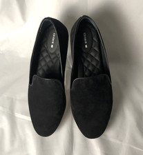 Birdies Black Suede Leather Loafers Women  s 9.5 NWOT Quilted Insole Slip-On Flat