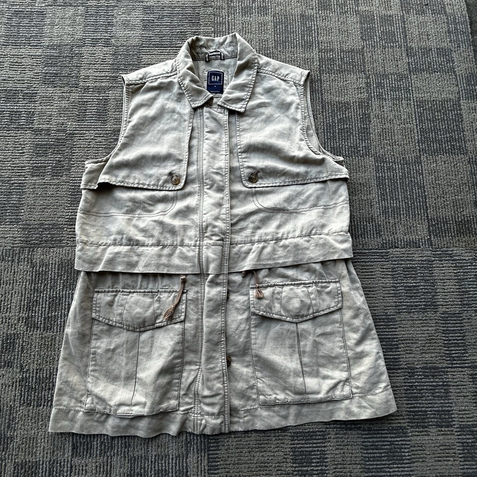 GAP Vtg Y2K Khaki Utility Outdoors Full-Zip Vest Men’s Size XL