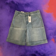 New Mica Women  s High Rise Cuffed Denim Jean Shorts 3X