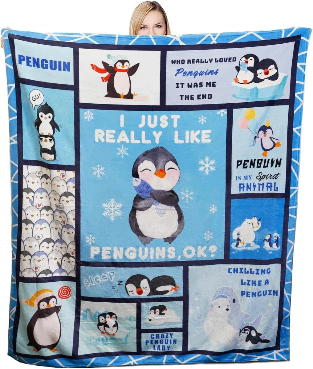 Cute Penguin Throw Blanket Warm Super Soft Micro Flannel 40