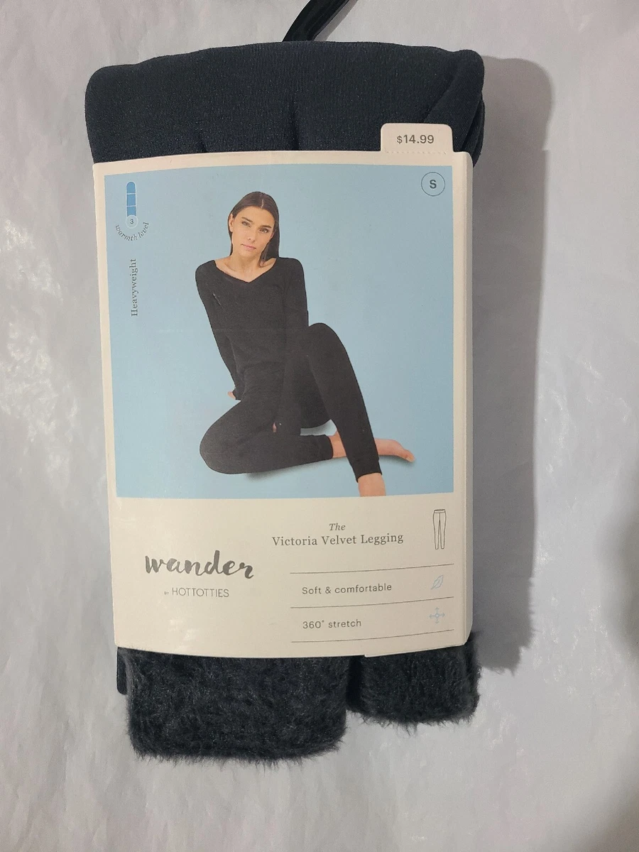 Wander by Hottotties Women's Velvet Lined Thermal Leggings - Gray Size Small