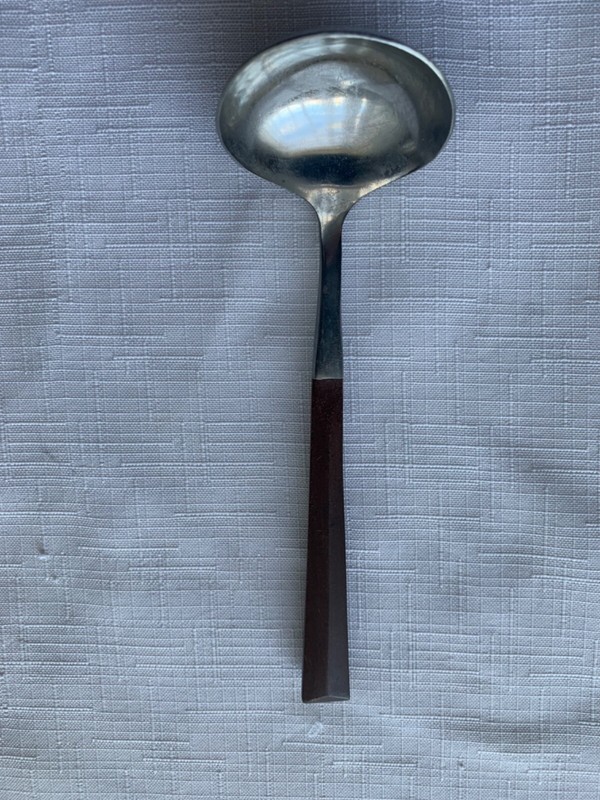 American Tempo MCM Flatware Stainless Gravy Ladle 7" Japan Faux Wood Handle