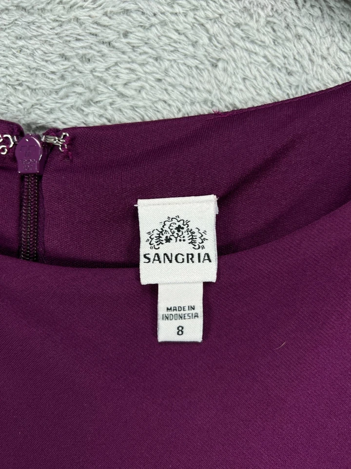 Mujer 8 Vestidos Midi SANGRIA Púrpura Funda Reunida Medio Forrado Manga Codo Foto 2 de 4