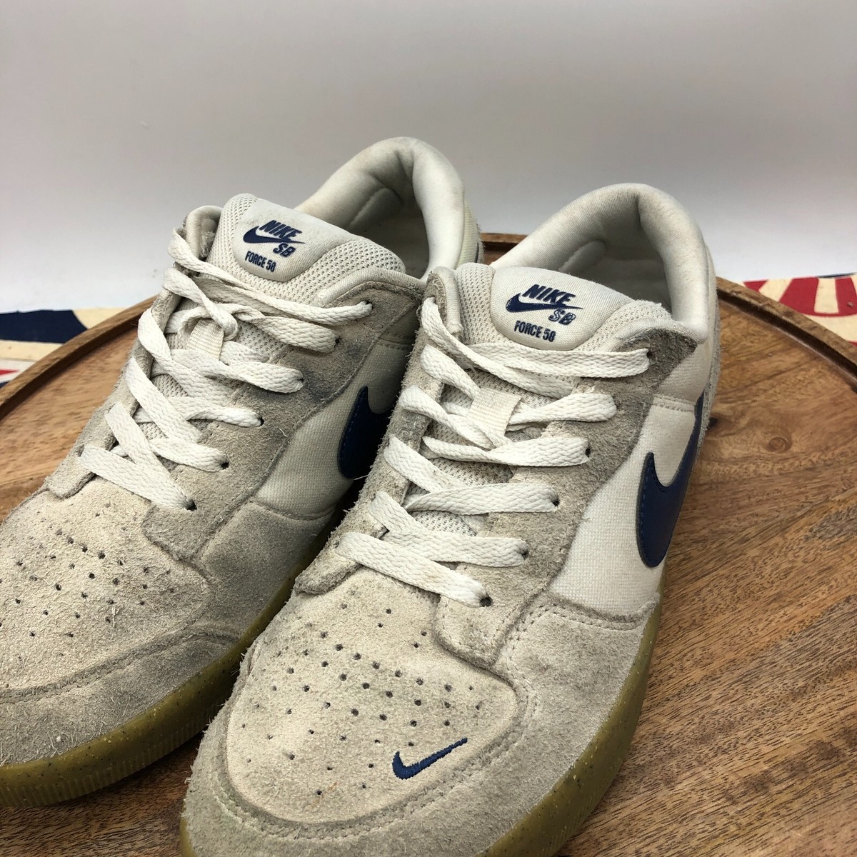 Nike Men's SB Force 58 Skateboarding Shoes White/Navy Size 8