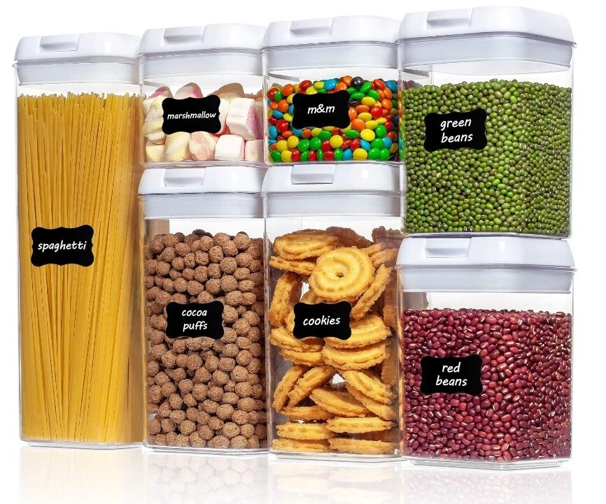 Vtopmart Airtight GREY Food Storage Containers, 7 Pieces BPA Free Plastic