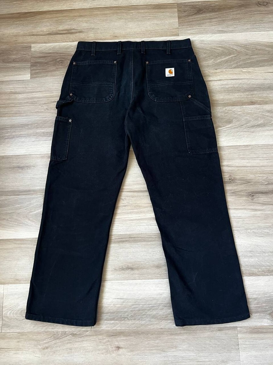 Vintage Carhartt Faded Black Double Knee Pants Size 34x32 Made