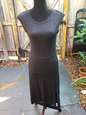 Loft Charcoal Gray Cap Sleeve Flared Skirt Dress Sz XS