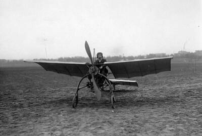 Aviation Constructor Raoul Vendome in his monoplane No5 at Issy le- Old Photo