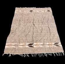 Vtg Fringed Woven Wool Blanket Guadamaian Aztec Design 64 X 80 Browns Gray Cream
