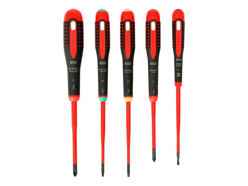 Bahco BE-9871SL Ergonomici™ Sottile Isolati VDE Screwdriver Set, 5 Pezzi