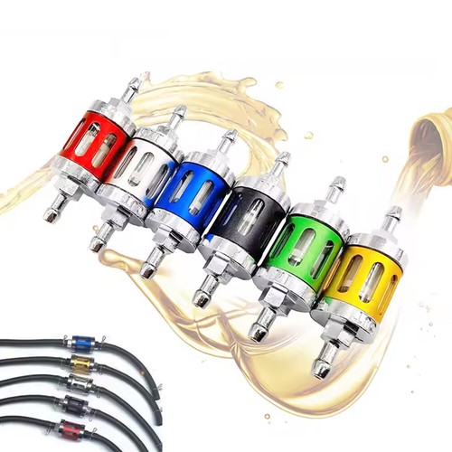 Motorcycle Parts 8mm CNC Glass Gas Fuel Gasoline Oil Filter Hose Kit Accessories - Picture 10 of 12