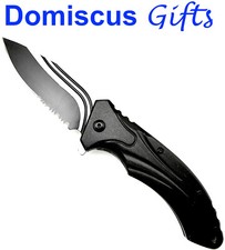 8 1/4" NEW TACTICAL Spring Assisted BLACK Silver POCKET KNIFE Folding Knives
