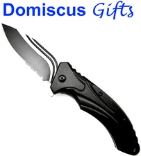 8 1/4" NEW! TACTICAL Spring Assisted BLACK Silver POCKET KNIFE Folding Knives 