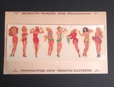 Bathing Pinup Girls Water Slide Transfer Unused Decal Sheet c1950s Duro 1129