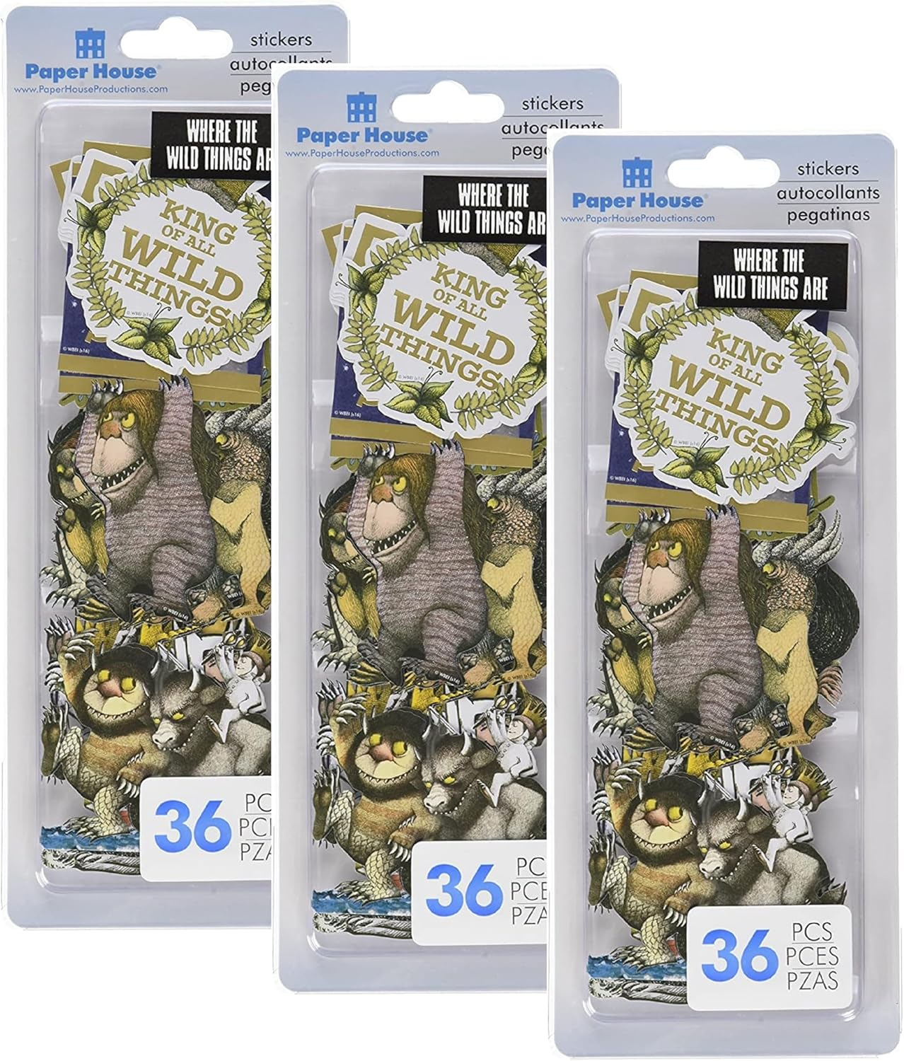 Where the Wild Things Are 36-Piece Scrapbook Die-Cut Foil Accent Stickers - 3 Pa