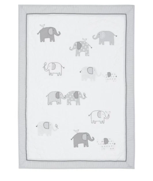 Pottery Barn Kids TAYLOR Niño COLCHA Blanco Gris ELEFANTES Nuevo Foto 2 de 4
