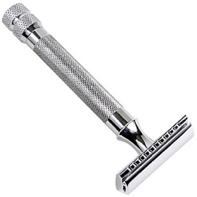 Parker 91R Heavyweight Safety 3 Piece Razor & 5 Double Edge Razor Blades-Classic