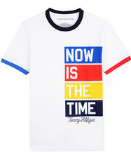 Tommy Hilfiger Boy's Now Is The Time T-Shirt, Bright White Size: M 12/14