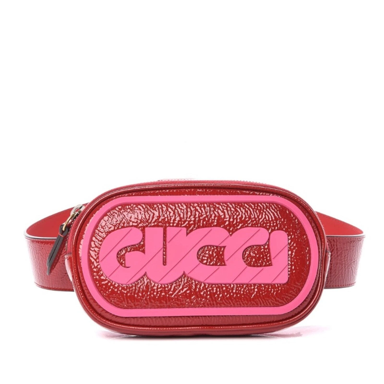 Sac ceinture en caoutchouc breveté GUCCI patch logo 85 34 rouge hibiscus