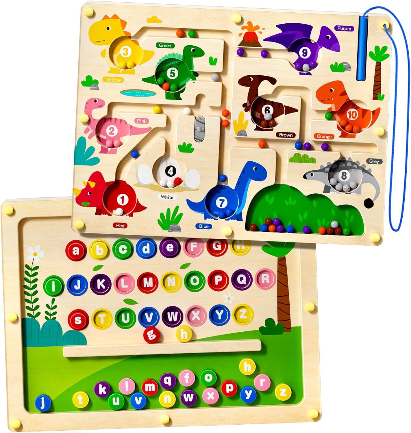 2 in 1 Magnetic Color and Number Maze Double-Sided ABC Alphabet Puzzles...