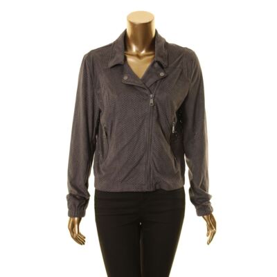 VIGOSS NEW Women's Faux-suede Perforated Zip-up Motorcycle Jacket Top M TEDO