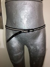 BALLY UNISEX LEATHER FABRIC BLACK IVORY SKINNY BELT MEN WOMEN 32 33 34 36 38 40