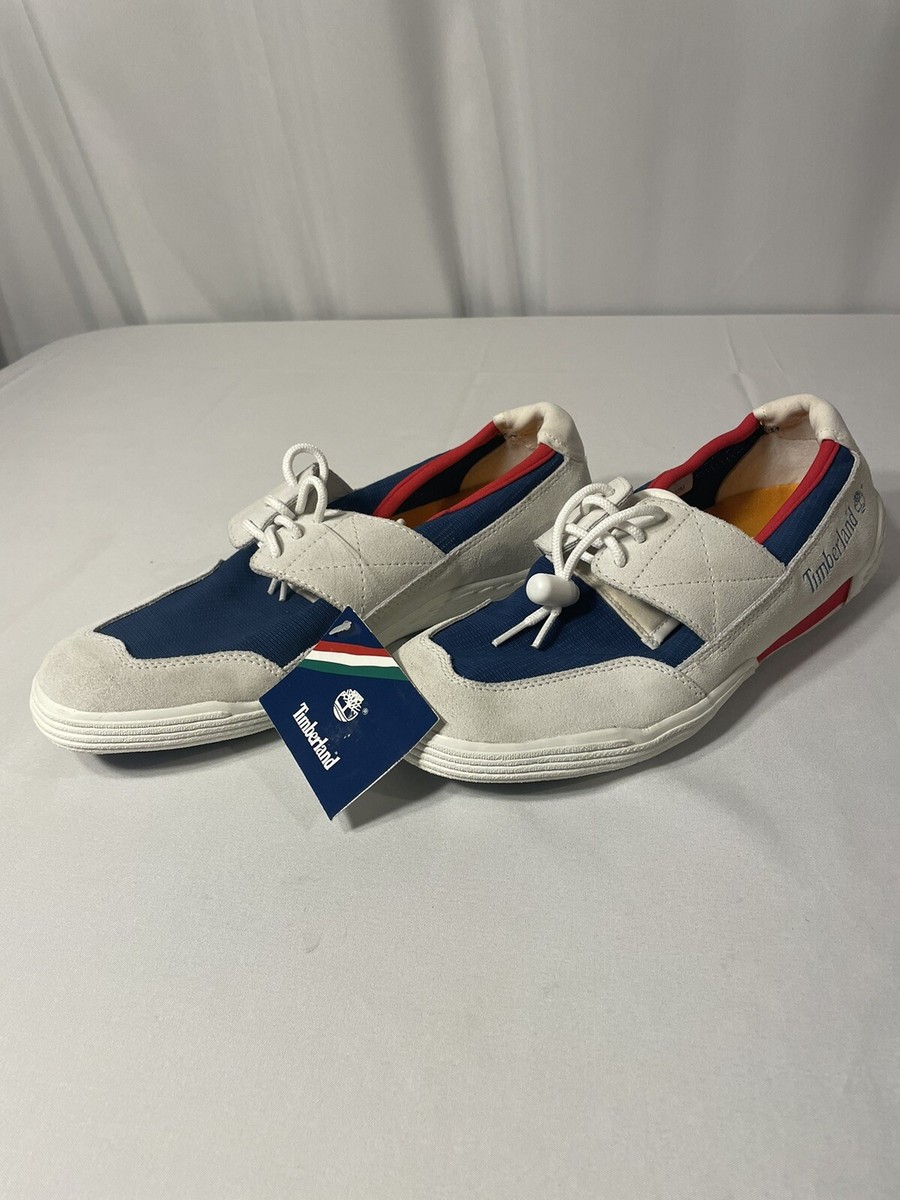 New TIMBERLAND 3-Eye Color Block BOAT Shoes Size 10M Red White Blue Rare  Style!