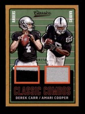 CARR / COOPER 2017 PANINI CLASSICS COMBOS GOLD DUAL JERSEY PATCH #10/50 BF4691