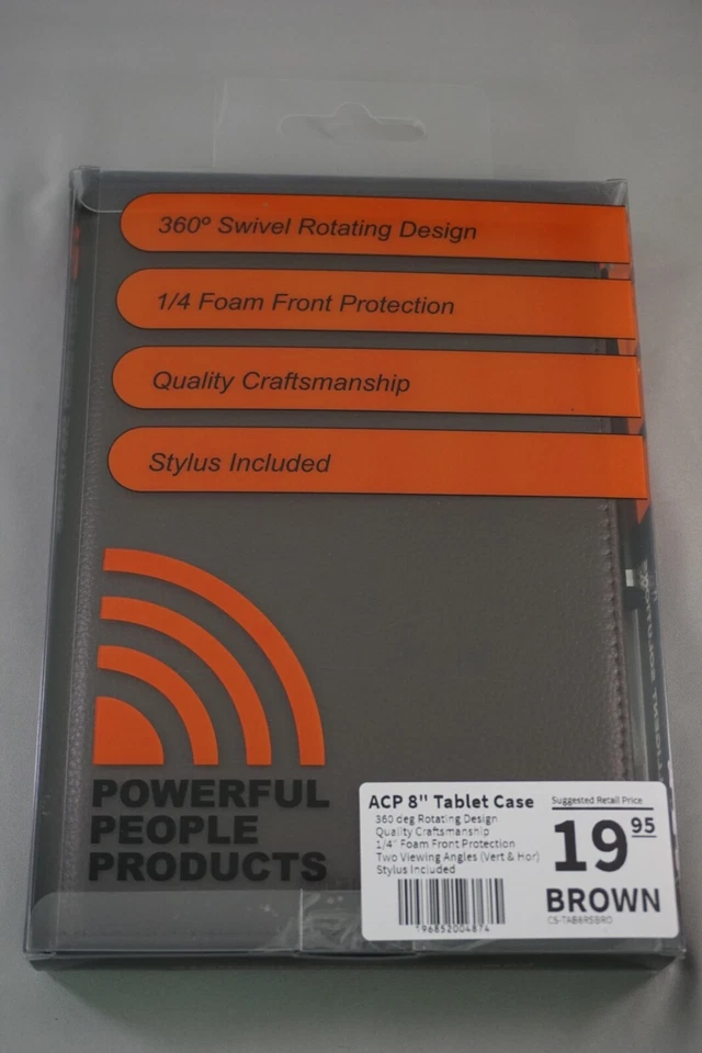 8" BROWN  ACP Tablet Case Cover Folio - with Stylus and (2) Hardened Glass - Image 2 of 4