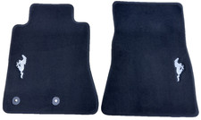 Oem New 15-25 Ford Mustang Black Front Floor Mats Wwhite Embroidered Pony Logos