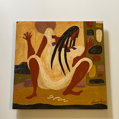 Portrait Painting Reading The Bones Mexican Or Indian Tribal Icon Modernism