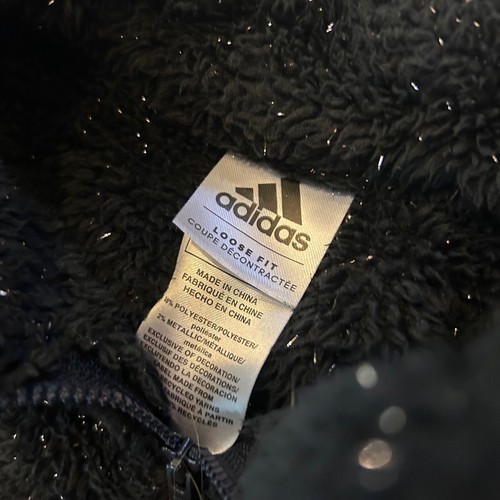 Adidas Girls Long Sleeve Black Sparkle Mock Fleece Pullover Polyester Size XL 16 - Picture 5 of 7