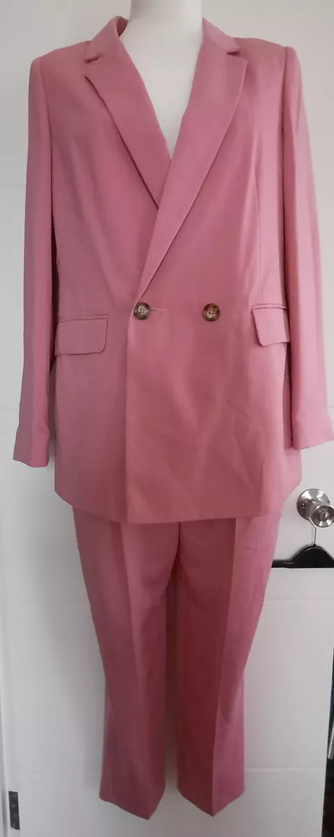 Womens Formal Pink Costume Evening Jacket Party Cocktail Suit Trousers size  10