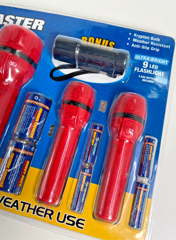 All-Weather Krypton Flashlight Set + One 9-LED Flashlight + BATTERIES - Image 3 of 4