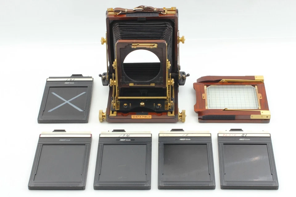 Bellows Repaired 【Exc+5 w/ Holder】 Wista Field 45DX Rose Wood 4x5 Film Camera - Image 2 of 4